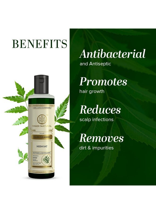 Khadi Natural Neem Sat Hair Shampoo For Thick & Strong Hair | Natural Hair Cleanser For Healthy Hair |Paraben & Sulphate-Free |Suitable For All Hair Types, 210Ml - Image 2
