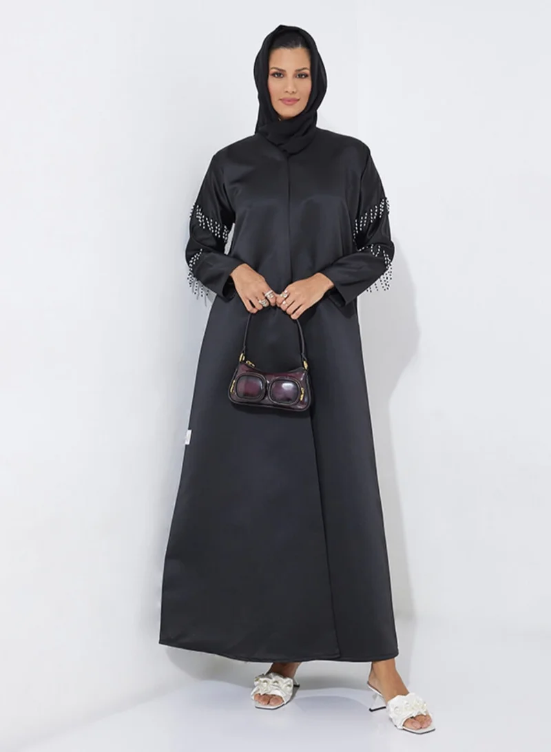 Rosette Abaya Weaving Pearl Abaya