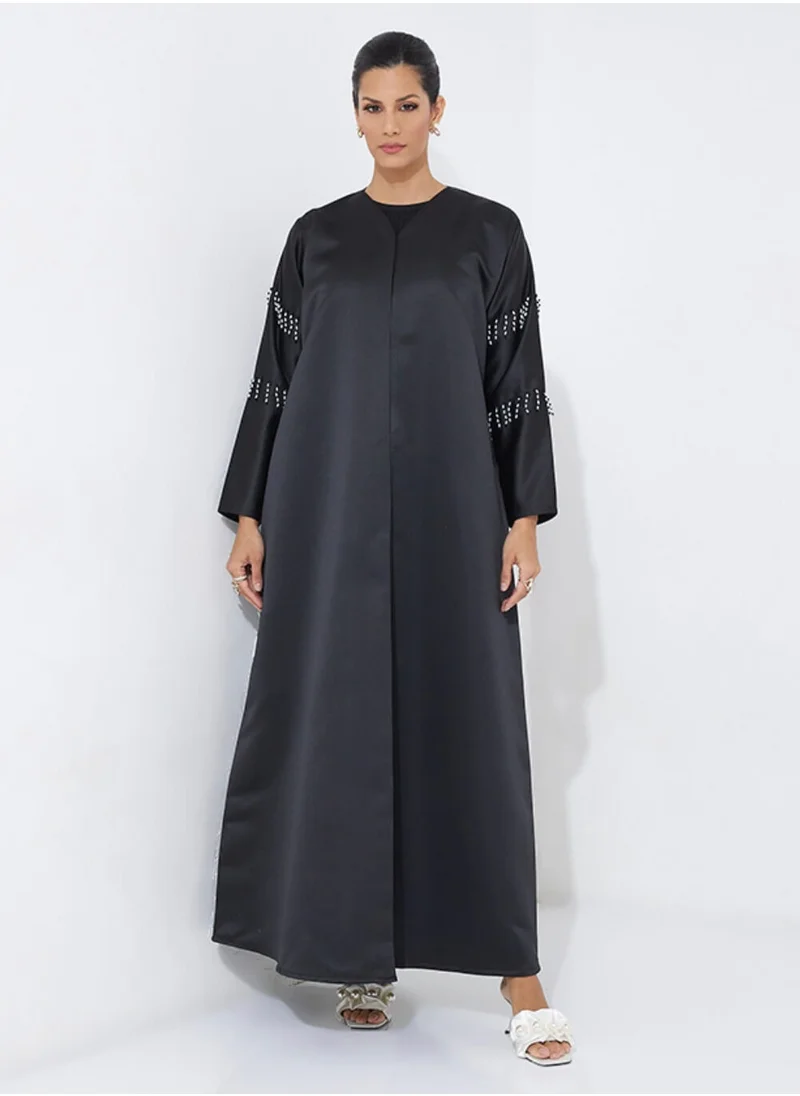 Rosette Abaya Weaving Pearl Abaya