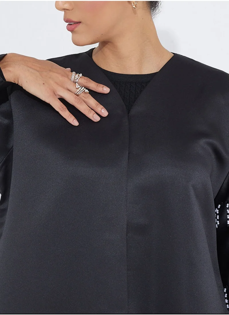 Rosette Abaya Weaving Pearl Abaya