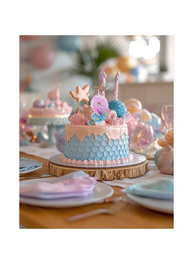 Mermaid Theme Birthday Candles, Number Girls Glitter Birthday Party Supplies, Anniversary Party Decorations (Mermaid Theme, Number 9) - Image 3