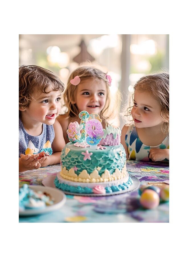 Mermaid Theme Birthday Candles, Number Girls Glitter Birthday Party Supplies, Anniversary Party Decorations (Mermaid Theme, Number 9) - Image 4