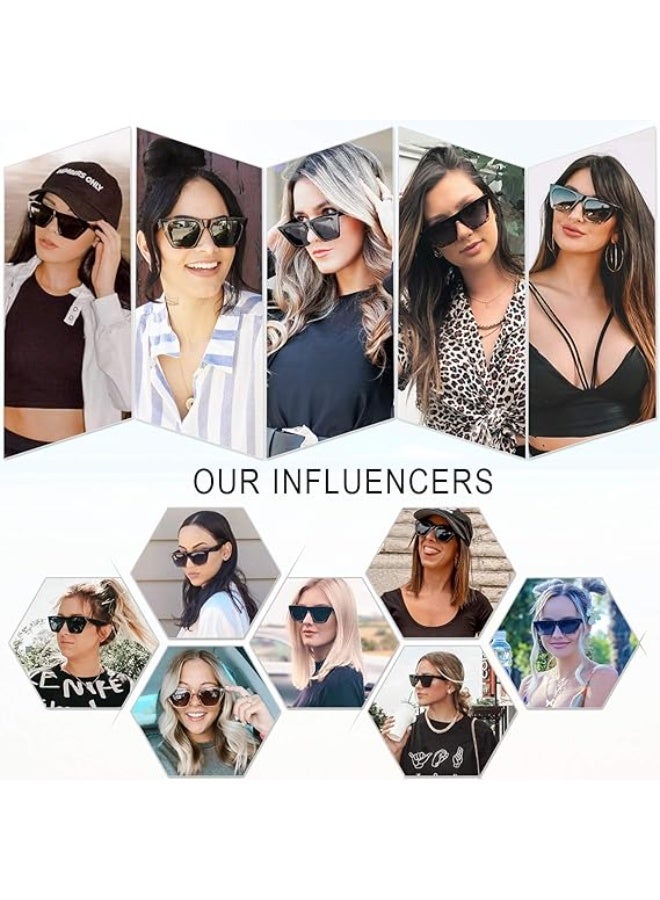 HDCRAFTER Oversized Square Cateye Polarized Sunglasses for Women Men Big Trendy Sunnies - Image 5