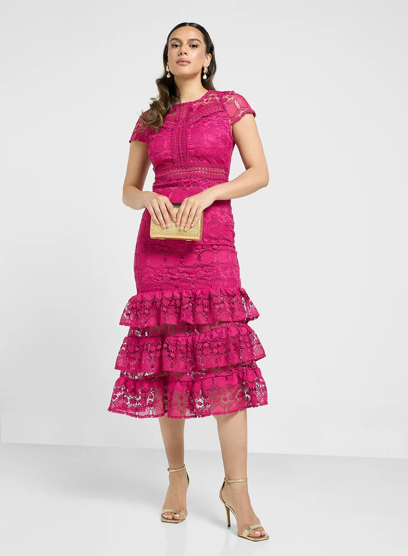 Just Me Lace Ruffle Dress
