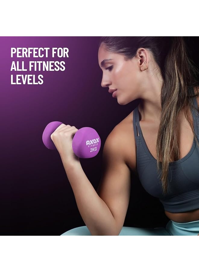 AXOX Fitness Neoprene Dumbbells 2kg - Image 4