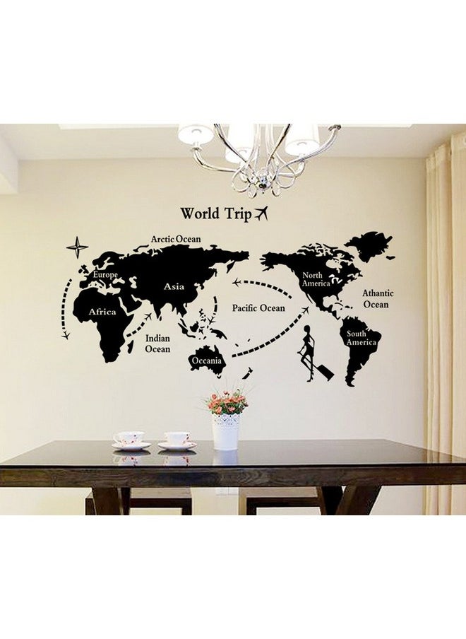 Decals Design Decals Design 'World Map' Wall Sticker (PVC Vinyl, 90 cm x 60 cm, Black)  - Image 1