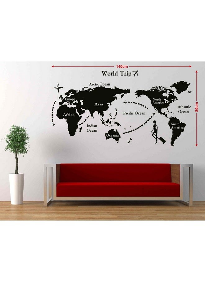 Decals Design Decals Design 'World Map' Wall Sticker (PVC Vinyl, 90 cm x 60 cm, Black)  - Image 2