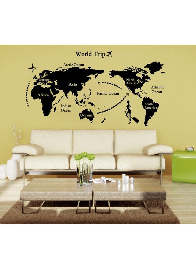 Decals Design Decals Design 'World Map' Wall Sticker (PVC Vinyl, 90 cm x 60 cm, Black)  - Image 4