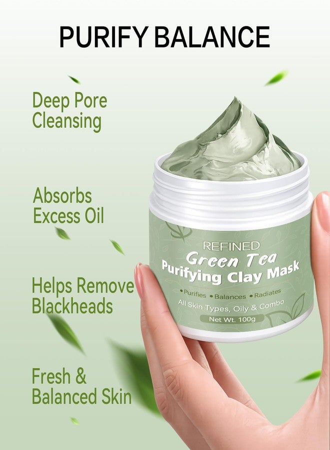 Nexkayee Green Tea Face Mask, Volcanic Mud Formula for Oil Control and Pore Care, All-Natural Clay Mask for Face Home Skincare - Image 2