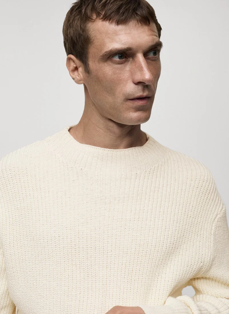 Mango Man Casual Knitted Cotton Sweater