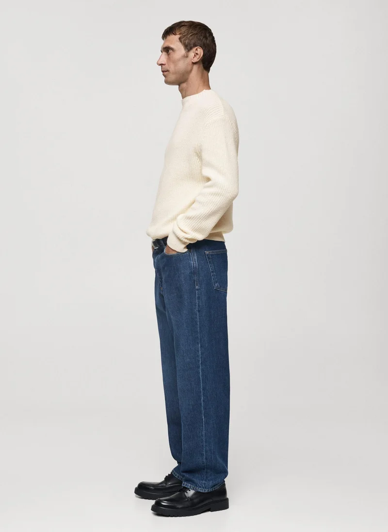 Mango Man Casual Knitted Cotton Sweater