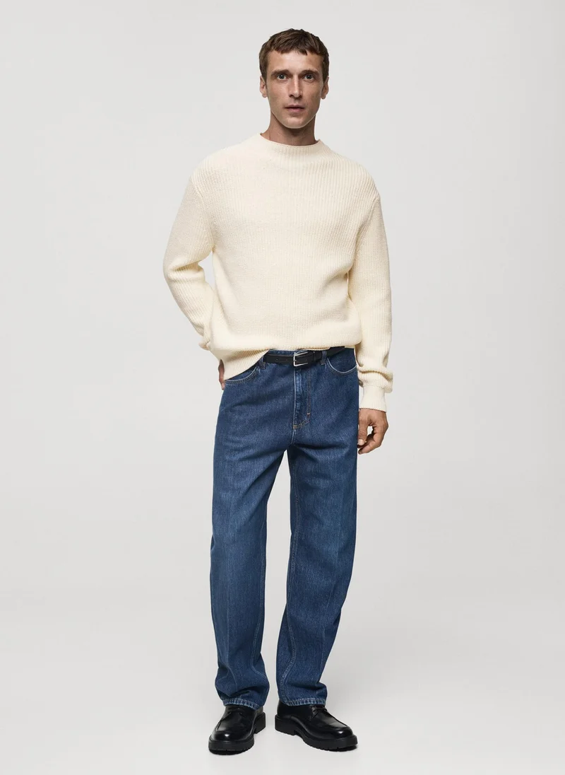 Mango Man Casual Knitted Cotton Sweater