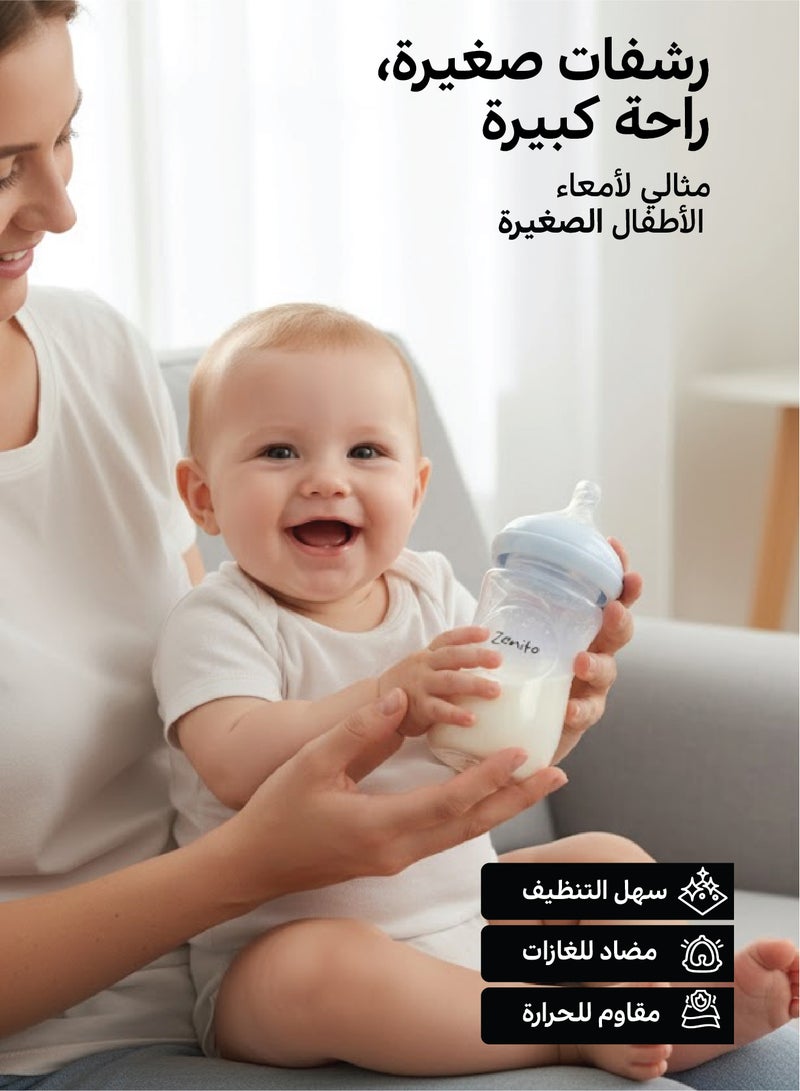 Zenito Wide Neck PP Feeding Bottle, New Born/Infants/Toddler Upto 3 Years, BPA Free, Ergonomic Shape is Easy to Hold, with Anti Colic, Pack of 2, 150ml x 260ml - Image 2