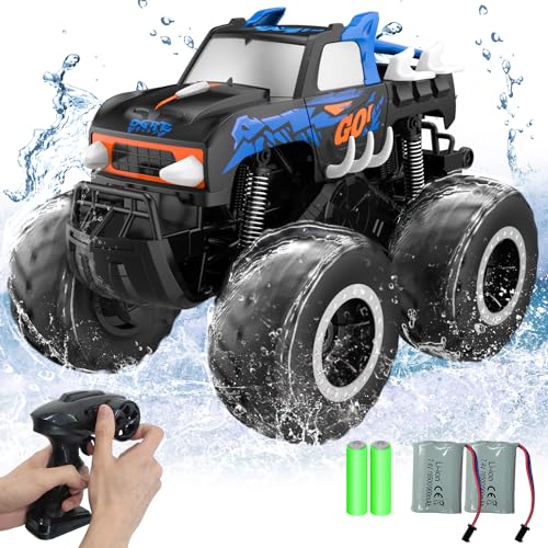 STEMTRON Amphibious Remote Control Car Toys for Boys 24 GHz 116 All Terrain OffRoad RC Car Waterproof RC Monster Truck Kids Pool Toys Remote Control Boat Gifts for Kids Boys - Image 1