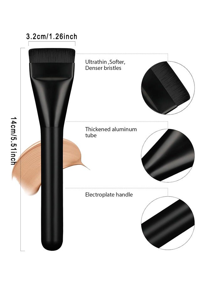 HS Flat-Head Makeup Brush, Liquid Foundation Brush, Face Makeup Tool, Black - Image 2