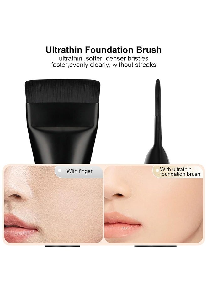 HS Flat-Head Makeup Brush, Liquid Foundation Brush, Face Makeup Tool, Black - Image 3