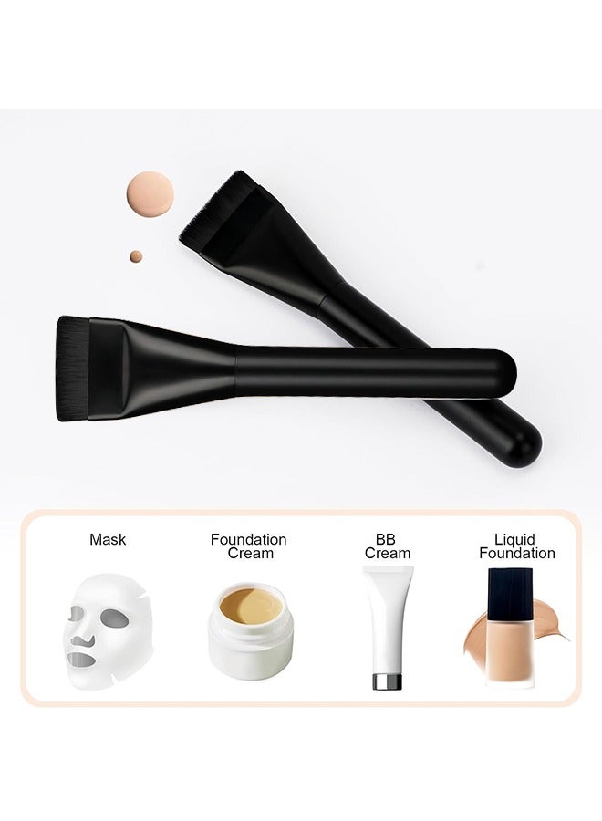 HS Flat-Head Makeup Brush, Liquid Foundation Brush, Face Makeup Tool, Black - Image 5