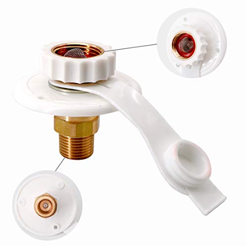 KIPA RV City water Fill inlet flange brass RV water hookup Connector FPT 1/2" Female thread 3" Flange white, With check valve backflow preventer in city water connection - Image 1
