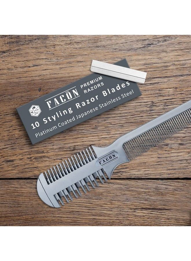 FACON Facón Professional Hair Razor Comb Cutting Styling Thinning Texturizing Shaper Razor Replacement Blades 10 Count - Image 4