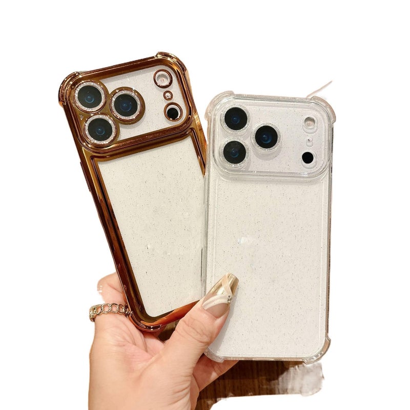 غطاء واقي بسيليكون لـ iPhone 15 / 15 Plus / 15 Pro / 15 Pro Max باللون Gold من السيليكون مع قاعدة بودرة لامعة وحماية من السقوط مع مقاوم للصدمات مع مقاوم للخدش للطاولة - Image 3