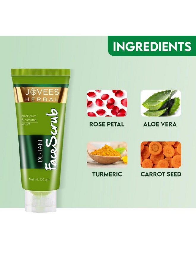 Jovees Herbal De-Tan Scrub With Spf | Turmeric & Aloe Vera | Gently Remove Dead Skin For All Skin Types (100G) - Image 5