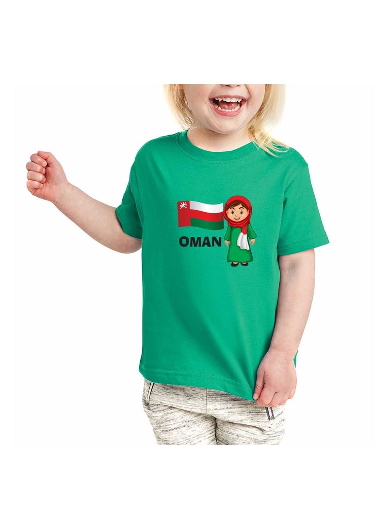 Oman Kids Girls T-Shirt Classic Round Neck And Short Sleeve Cotton Tshirt Oman National Day Girls T-Shirt Ideal For Daily Wear And Events - Image 1