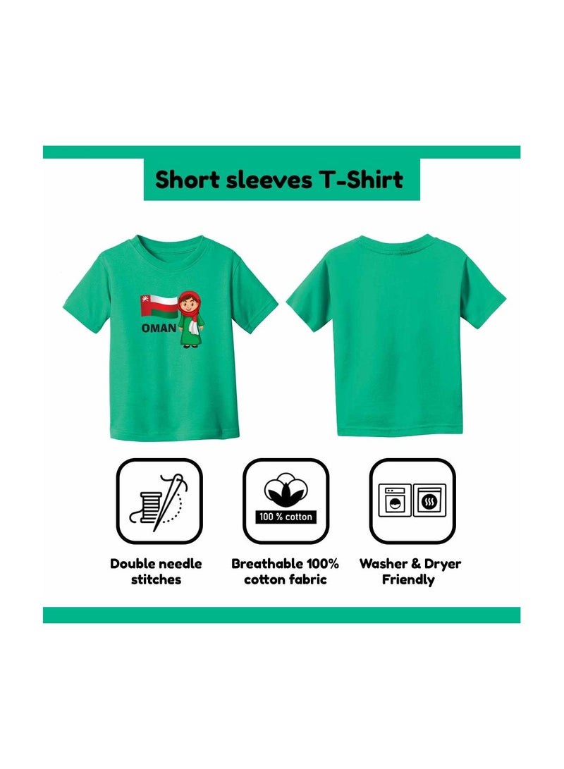 Oman Kids Girls T-Shirt Classic Round Neck And Short Sleeve Cotton Tshirt Oman National Day Girls T-Shirt Ideal For Daily Wear And Events - Image 5