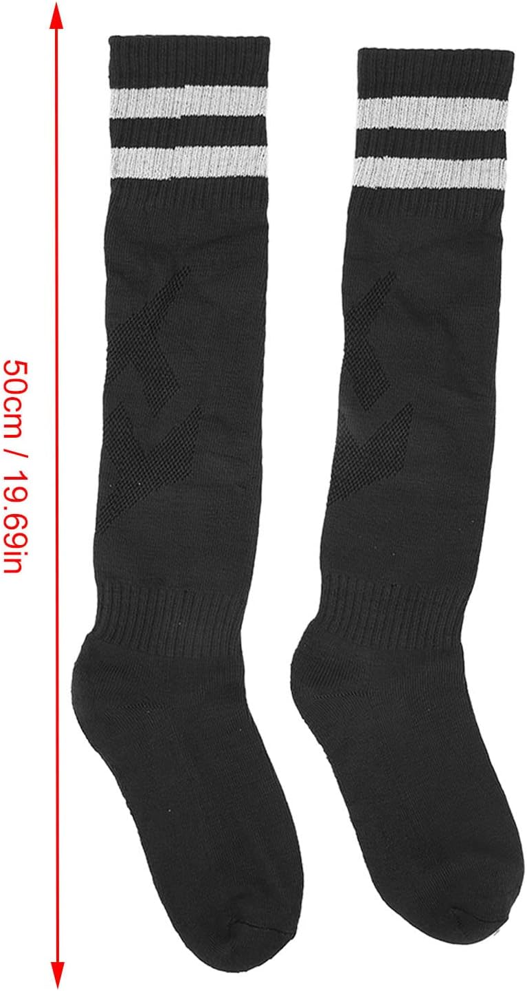 klarako Knee High Socks,Soccer Socks Thickened Cotton Prevent Skid High Elasticity Keep Warm Knee High Sports Socks The Whole Look is Cool and Stylish (Black White) - Image 4