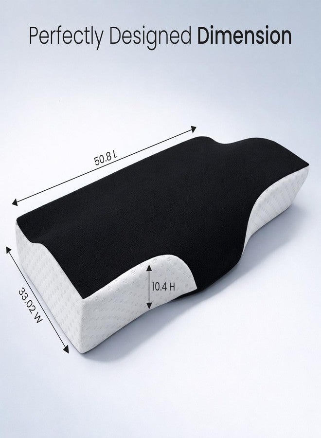 Sleepsia Orthopedic Memory Foam Contour Cervical Pillow for Neck &Shoulder Pain Extra Curve Neck Support Pillow for Sleeping Side &Back Sleepers (Memory Foam, Black/White) - Image 2