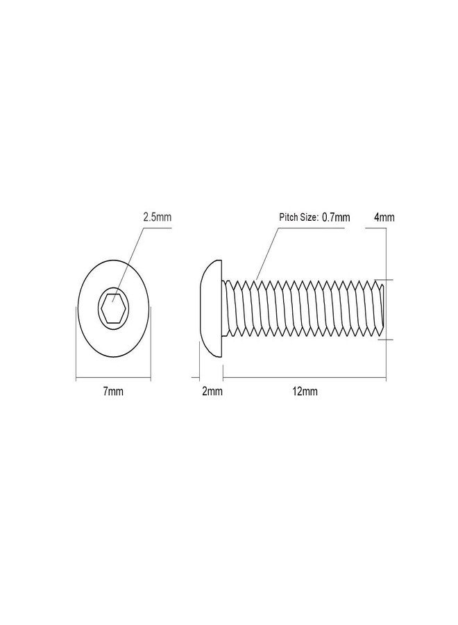 زاي براغي رأس زرية سداسية من ZAYI M4-0.7 x 12mm، محرك مقبس ألين، فولاذ مقاوم للصدأ 304، خيط كامل، تشطيب عادي، برغي تثبيت سداسي ملولب متري 100 قطعة (M4-0.7 x 12mm) - Image 4