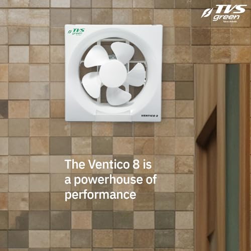 TVS GREEN Ventilation Fan 200mm | Ventico 8 | High Suction with Low Noise | Rust Proof Blades, Easy to Clean with Self Opening Louvers | Ideal for Kitchen and Bathroom | 3 year Warranty | White - Image 4