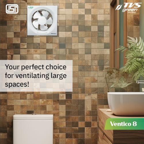 TVS GREEN Ventilation Fan 200mm | Ventico 8 | High Suction with Low Noise | Rust Proof Blades, Easy to Clean with Self Opening Louvers | Ideal for Kitchen and Bathroom | 3 year Warranty | White - Image 5