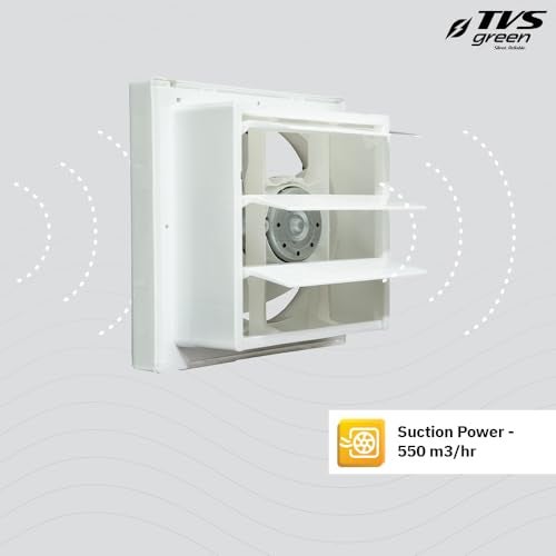 TVS GREEN Ventilation Fan 200mm | Ventico 8 | High Suction with Low Noise | Rust Proof Blades, Easy to Clean with Self Opening Louvers | Ideal for Kitchen and Bathroom | 3 year Warranty | White - Image 2