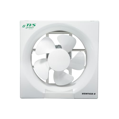 TVS GREEN Ventilation Fan 200mm | Ventico 8 | High Suction with Low Noise | Rust Proof Blades, Easy to Clean with Self Opening Louvers | Ideal for Kitchen and Bathroom | 3 year Warranty | White - Image 1