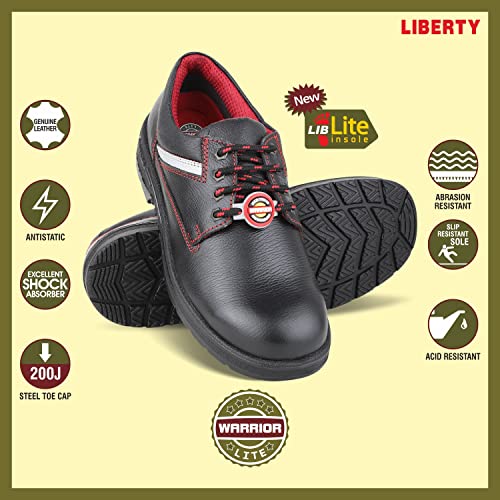 Liberty Warrior 9822-01 Safety Shoe for Men, Steel Toe, Light Weight, Genuine Leather, Olive & Red, Sizes 5UK-11UK - Image 5