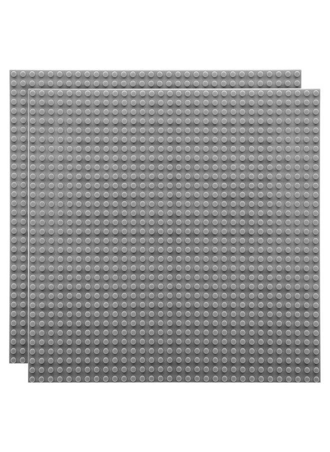 Lekebaby Lekebaby 2 Pack Classic Baseplates Building Base for Building Bricks, 10" x 10" Building Boards - 100% Compatible with Major Brands, Grey  - Image 1