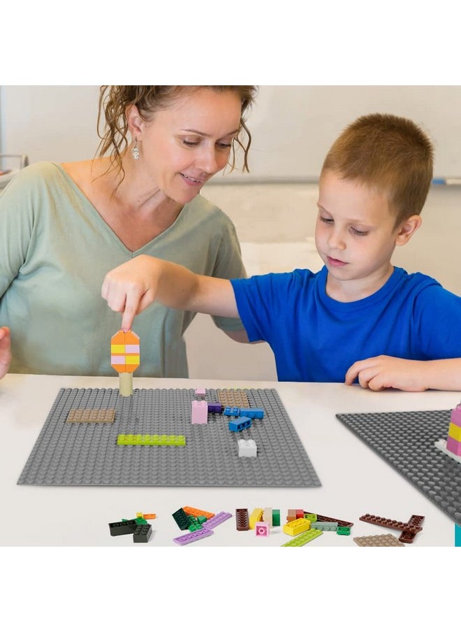 Lekebaby Lekebaby 2 Pack Classic Baseplates Building Base for Building Bricks, 10" x 10" Building Boards - 100% Compatible with Major Brands, Grey  - Image 2