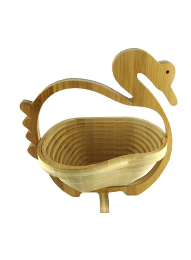 سلة فواكه خشبية بشكل بطةغطائها بيج 27x30x1.8سم