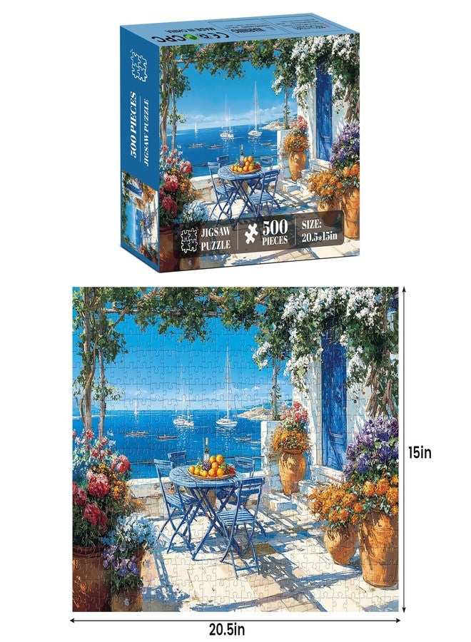 WSCXSC 500 Piece Puzzles for Adults,Jigsaw Puzzles 500 Pieces Beach Puzzles,Beautiful Yard Puzzle Flower Puzzle Games for Adults Senior Recycled Cardboard Family Activity Game Nights Gift Toy - Image 2