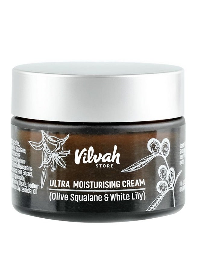 vilvah STORE - Ultra Moisturising Cream | For Normal, Dry & Sensitive Skin | For Face, Hand & Body | Non-Greasy Cream With Olive Squalene And White Lily | 50Ml - Image 1