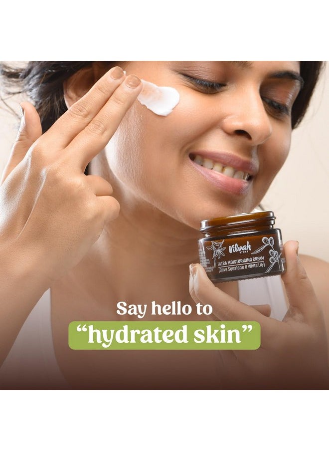 vilvah STORE - Ultra Moisturising Cream | For Normal, Dry & Sensitive Skin | For Face, Hand & Body | Non-Greasy Cream With Olive Squalene And White Lily | 50Ml - Image 1