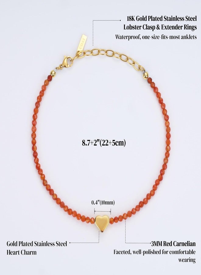 COAI Summer Anklet for Women, Red Carnelian Jewelry Heart Anklet for Women - Image 3