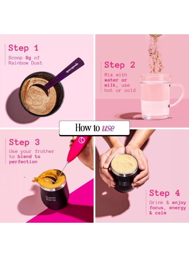 Spacegoods Rainbow Dust 240g 30 Servings | Flavoured Mushroom Coffee 120mg of Natural CaffeineLions Mane, Chaga, Ashwagandha & Vitamin B5| Sharper Focus, Energy & Calm Coffee - Image 5