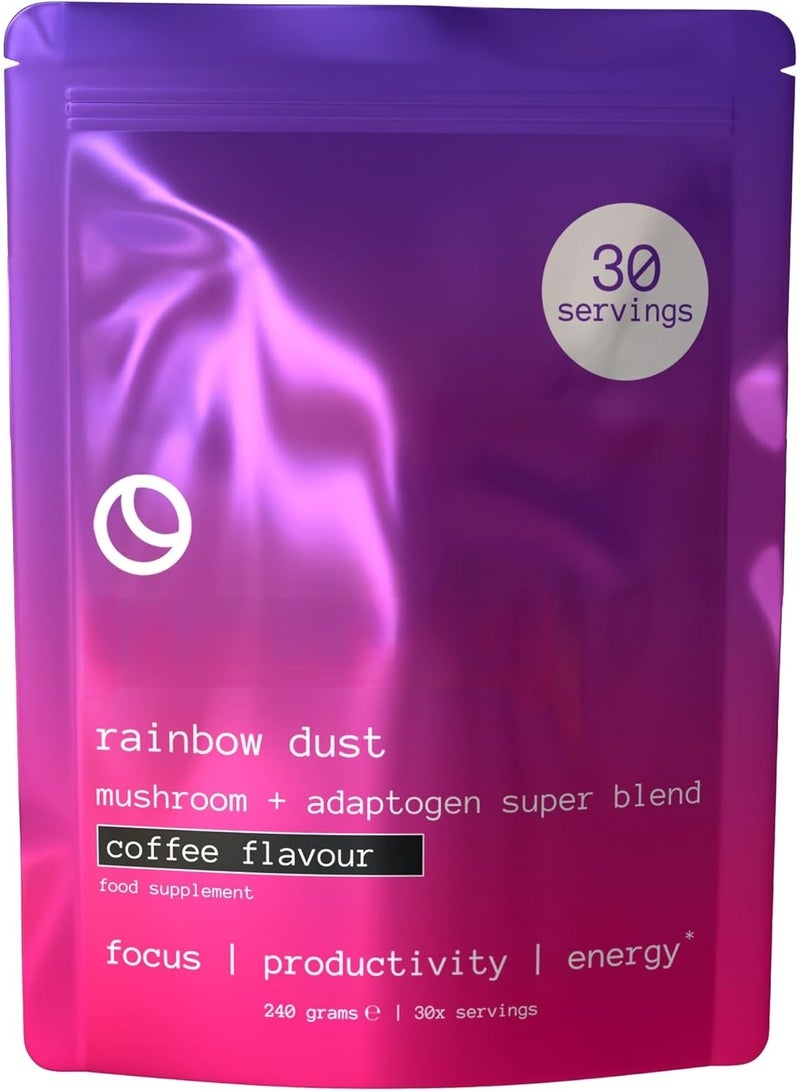 Spacegoods Rainbow Dust 240g 30 Servings | Flavoured Mushroom Coffee 120mg of Natural CaffeineLions Mane, Chaga, Ashwagandha & Vitamin B5| Sharper Focus, Energy & Calm Coffee - Image 1