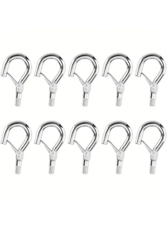 10pcs M4 Screw Hooks With Spring Clips Heavy Duty Iron Construction Corrosion Resistant - Image 1