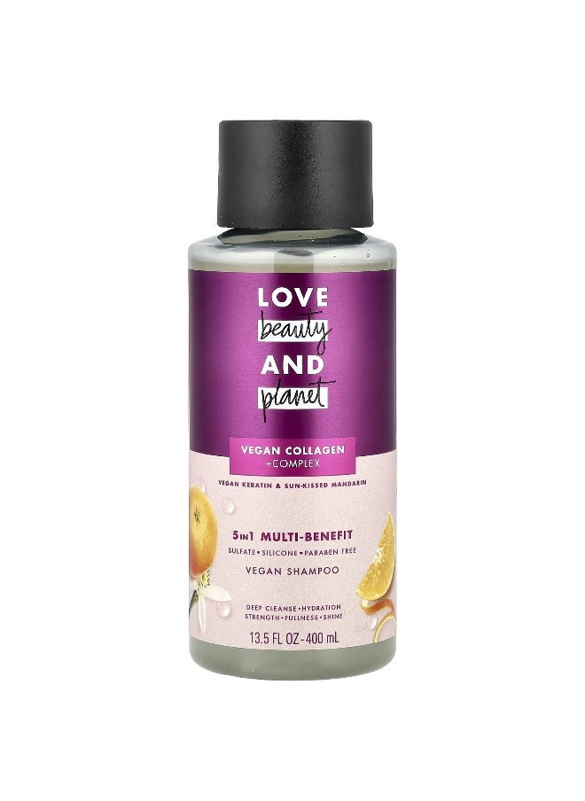 love beauty and planet Love Beauty and Planet, 5-in-1 Multi-Benefit Vegan Shampoo, Vegan Keratin & Sun-Kissed Mandarin, 13.5 fl oz (400 ml)  - Image 1