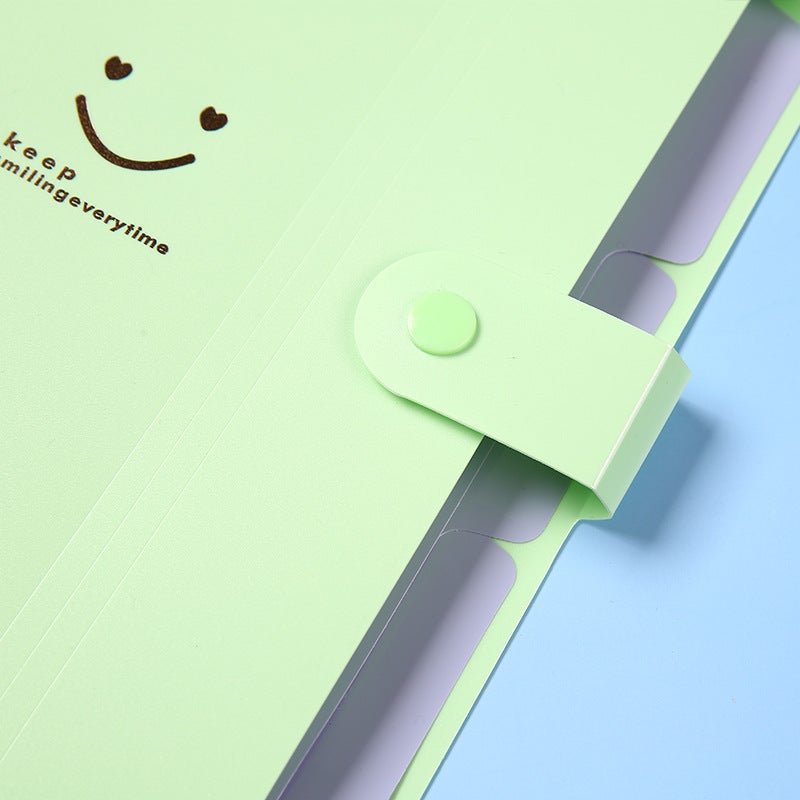 Multi-Layer 5-Grids Smile Accordion Bag Folder A4 Test Paper Storage Document Bag Student Pp Material Insert Folder - Image 5