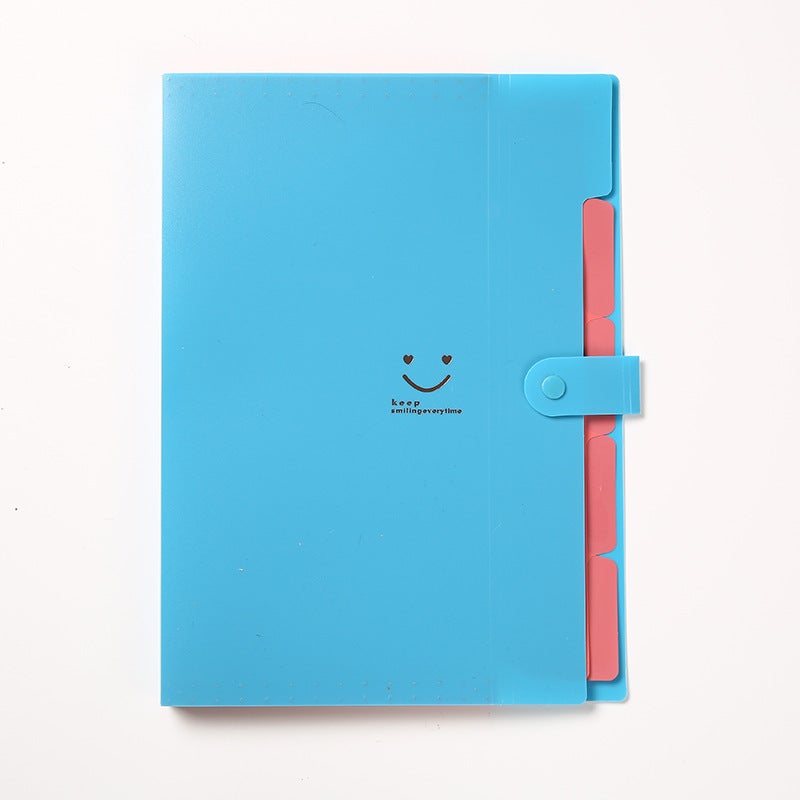 Multi-Layer 5-Grids Smile Accordion Bag Folder A4 Test Paper Storage Document Bag Student Pp Material Insert Folder - Image 1