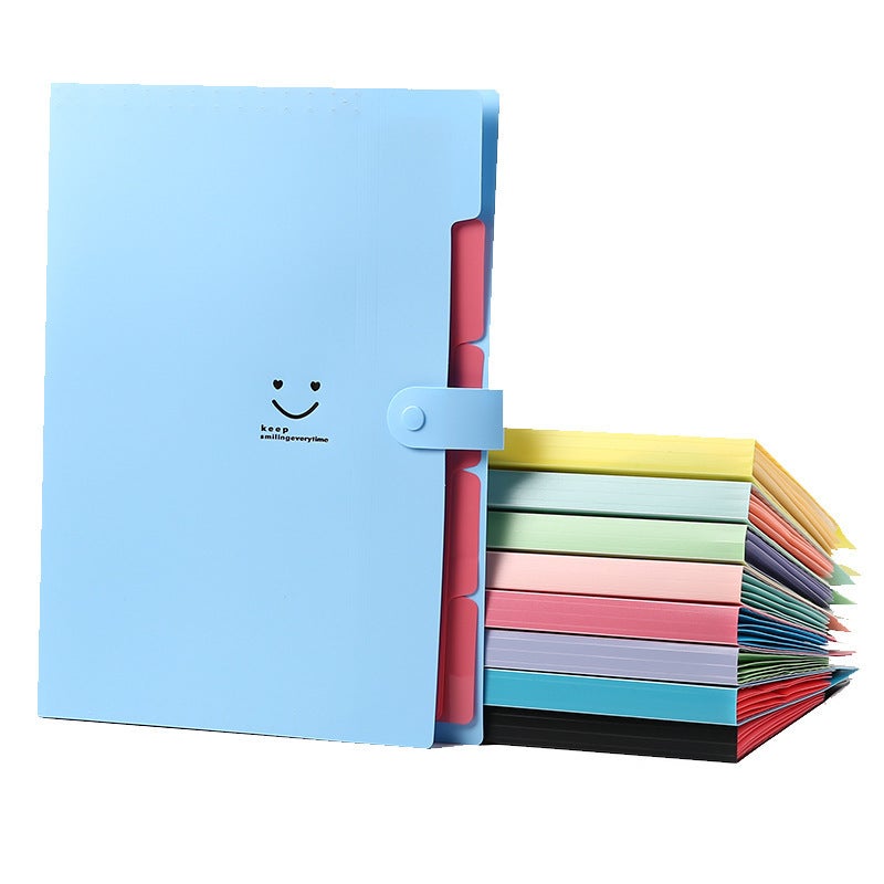 Multi-Layer 5-Grids Smile Accordion Bag Folder A4 Test Paper Storage Document Bag Student Pp Material Insert Folder - Image 3