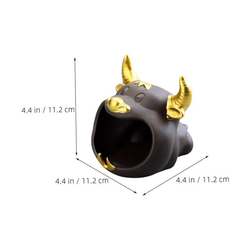 Windproof Ceramic Ashtray Cartoon Cattle Design For Indoor Desktop Home Use - Image 3